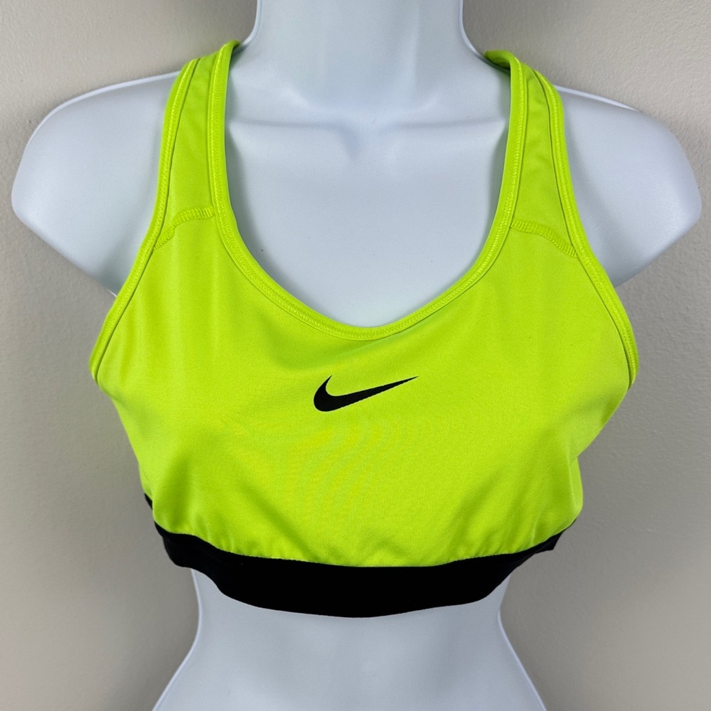 Nike Neon Yellow & Black Racerback Sports Bra